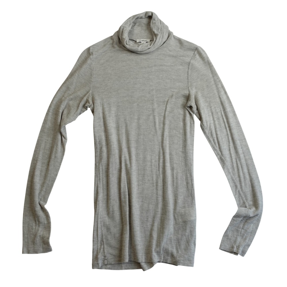 Wilfred Top Womens M Gray Turtleneck Lightweight Rayon Gauzy Semi Sheer Minimal